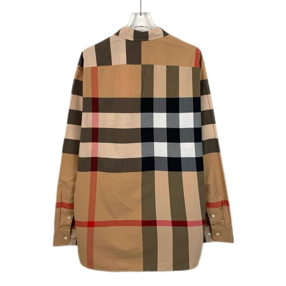 Burberry Large Check Button-Up Shirt Beige/Multicolor Cotton Blend L - Picture 2 of 8